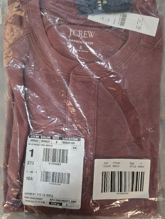 J. Crew Red Long-Sleeve Henley Shirt - Picture 3 of 4